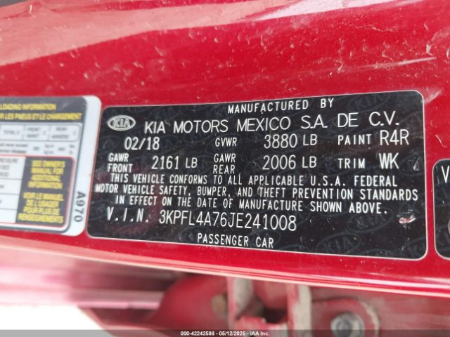 3KPFL4A76JE241008 KIA FORTE S