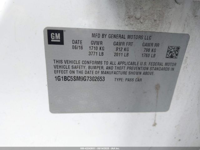 1G1BC5SM9G7302653 Chevrolet Cruze Ls Auto