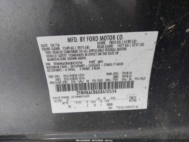 2FMHK6C86GBA10554 Ford FLEX SEL