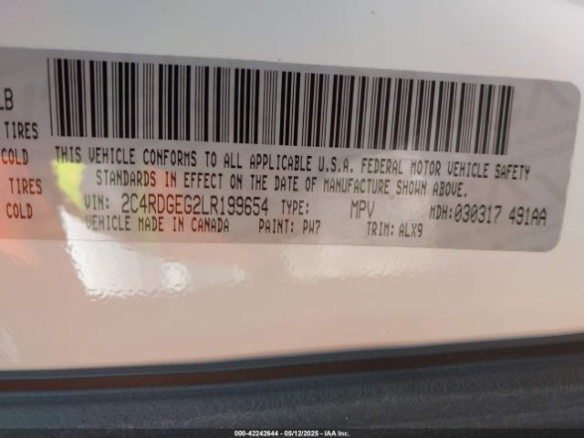 2C4RDGEG2LR199654 Dodge Grand Caravan Gt