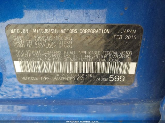 2015 MITSUBISHI LANCER JA32U2FU8FU017468 Photo 8