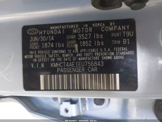 KMHCT4AE1EU756843 Hyundai ACCENT GLS