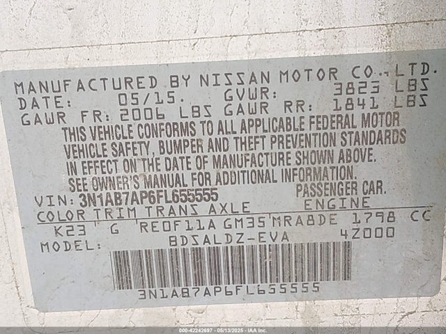 Nissan 2015 2015 3N1AB7AP6FL655555 Image 9
