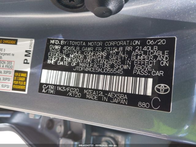 2021 TOYOTA COROLLA JTDP4MCE5MJ055545 Photo 8