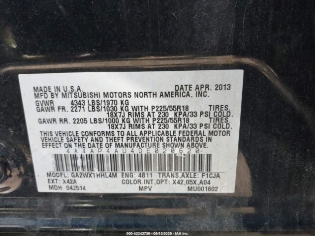 2013 MITSUBISHI OUTLANDER SPORT 4A4AP4AU4DE020620 Photo 8