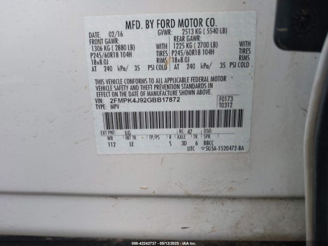 2016 FORD EDGE 2FMPK4J92GBB17872 Photo 8