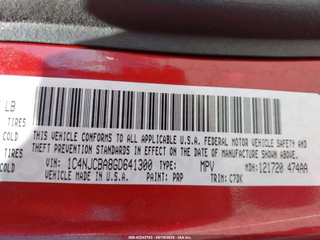1C4NJCBA8GD641300 Jeep Compass Sport