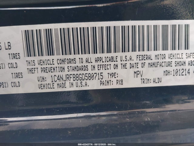 1C4NJRFB8GD580715 Jeep Patriot High Altitude Edition