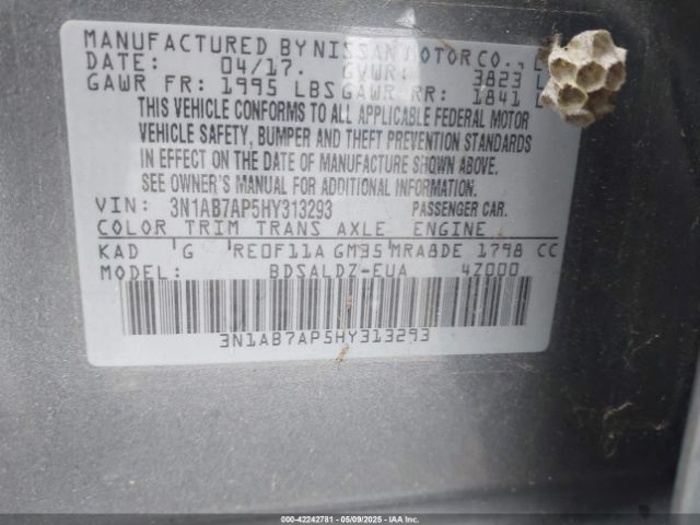 3N1AB7AP5HY313293 Nissan SENTRA SV