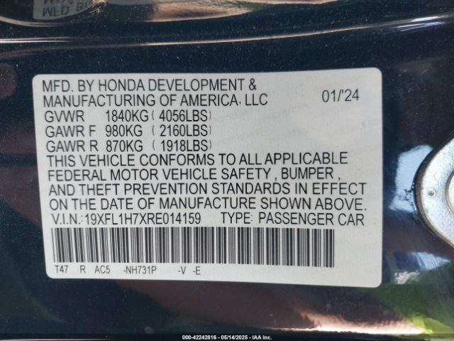 19XFL1H7XRE014159 Honda l15b7
