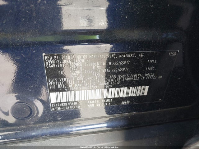 4T3R6RFV3MU017891 Toyota Rav4 Hybrid Xle