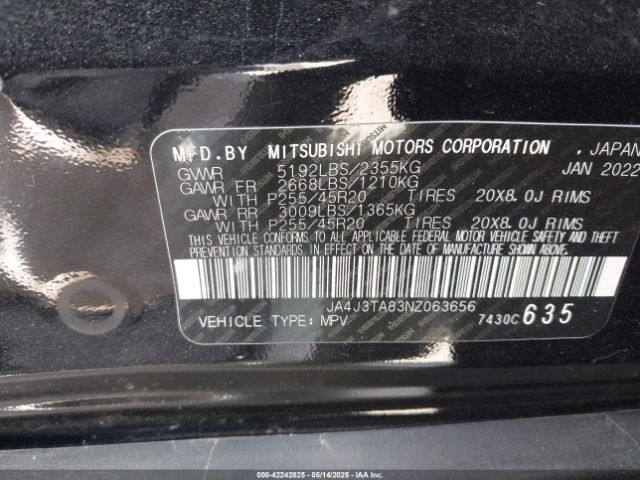 2022 MITSUBISHI OUTLANDER JA4J3TA83NZ063656 Photo 8