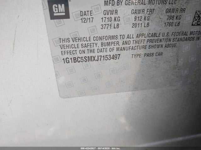 1G1BC5SMXJ7153497 Chevrolet Cruze Ls Auto
