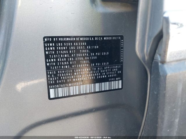 2020 VOLKSWAGEN TIGUAN 3VV3B7AX7LM035035 Photo 8