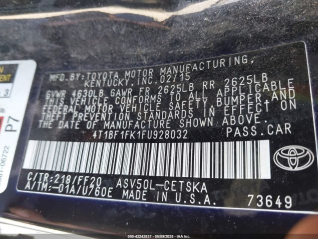 4T1BF1FK1FU928032 Toyota CAMRY SE