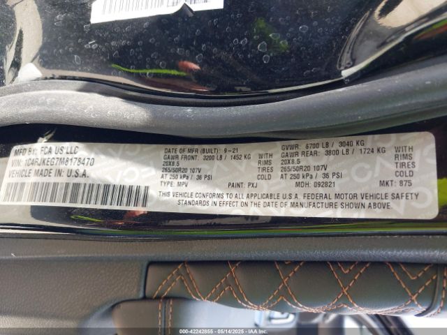 1C4RJKEG7M8178470 Jeep Grand Cherokee L Summit 4x4