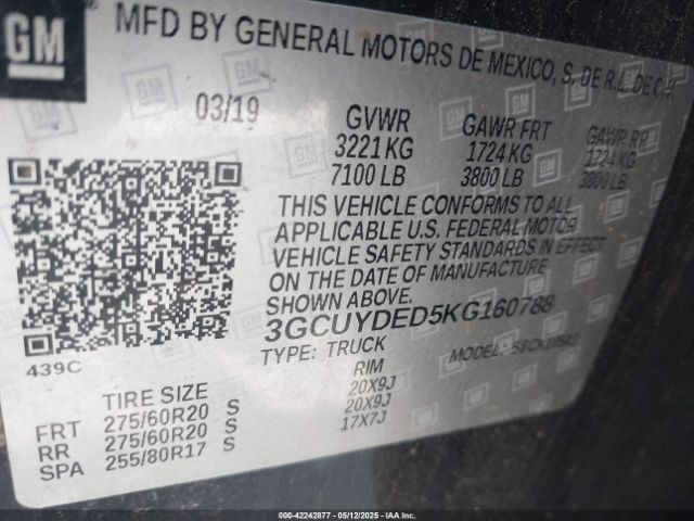 3GCUYDED5KG160788 Chevrolet l84 - di, dfm, alum, gen 5, var 2