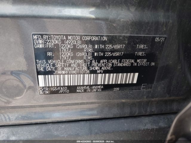 JTMRWRFVXMD110128 Toyota Rav4 Hybrid Xle