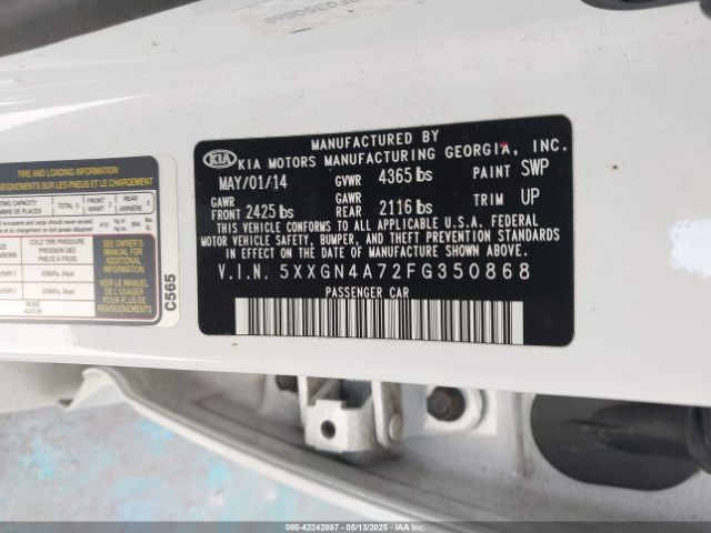 5XXGN4A72FG350868 KIA OPTIMA EX