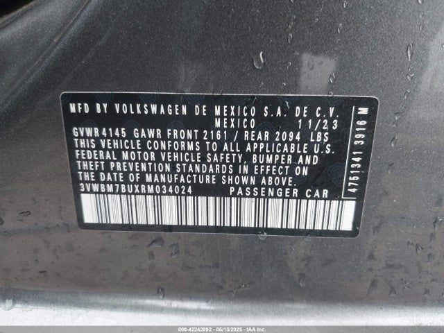 Продаж на аукціоні авто 2024 Volkswagen Jetta 1.5t Sport, vin: 3VWBM7BUXRM034024, номер лоту: 42242892