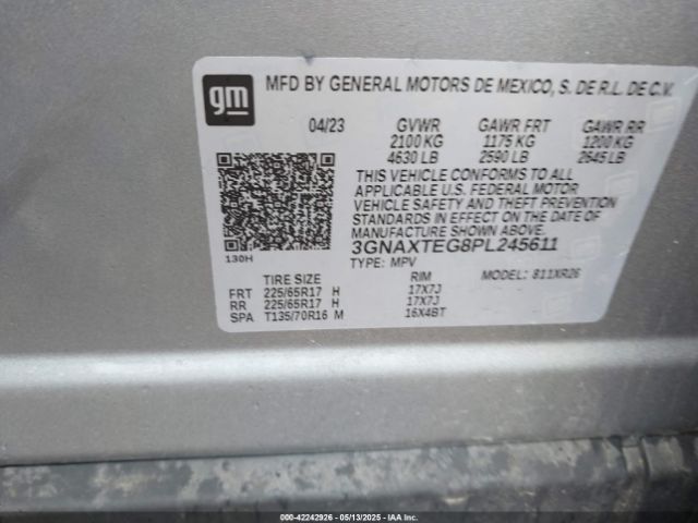 3GNAXTEG8PL245611 Chevrolet Equinox Awd 2fl