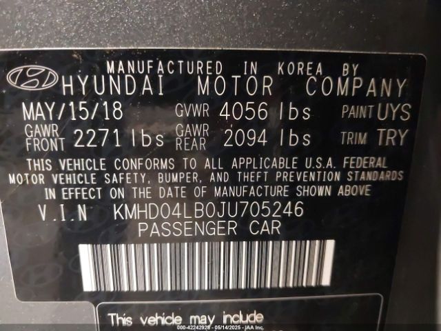 KMHD04LB0JU705246 Hyundai Elantra Sport