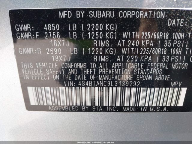 4S4BTANC9L3139292 Subaru Outback Limited