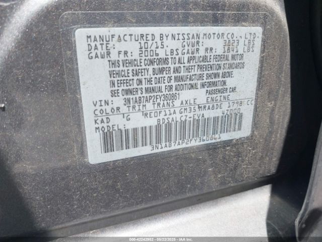 3N1AB7AP2FY360861 Nissan SENTRA S