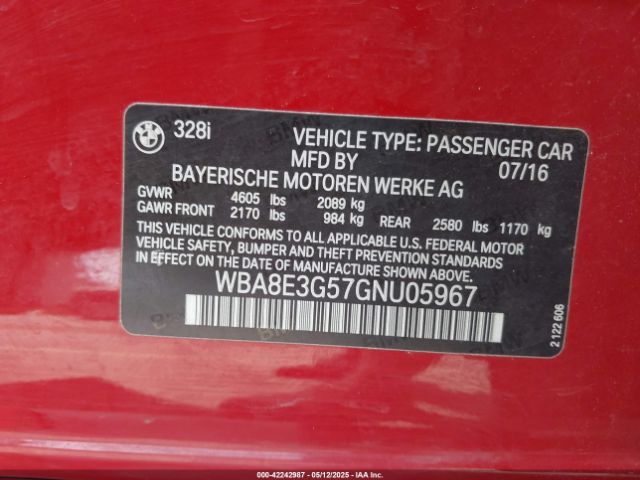 2016 BMW 328I WBA8E3G57GNU05967 Photo 8