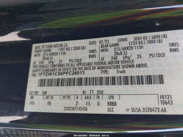 2023 FORD F-150 1FTEW1C56PFC28013 Photo 8
