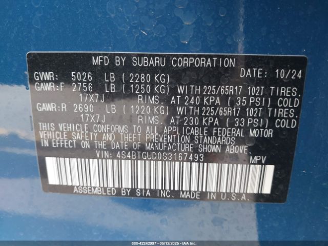 2025 SUBARU OUTBACK 4S4BTGUD0S3167493 Photo 8