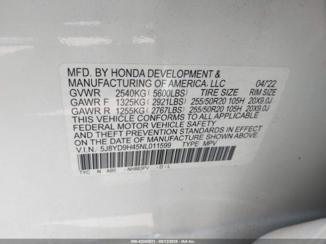 2022 ACURA MDX 5J8YD9H45NL011599 Photo 8