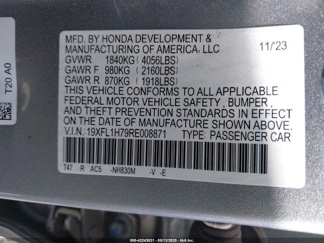 19XFL1H79RE008871 Honda l15b7