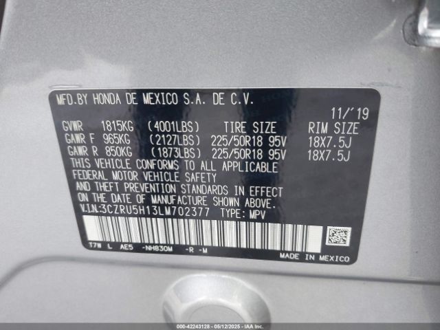 2020 HONDA HR-V 3CZRU5H13LM702377 Photo 8