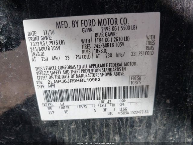 2LMPJ6JR9HBL10962 Lincoln Mkx Premiere