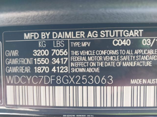 WDCYC7DF8GX253063 Mercedes-Benz Amg G 63 4matic