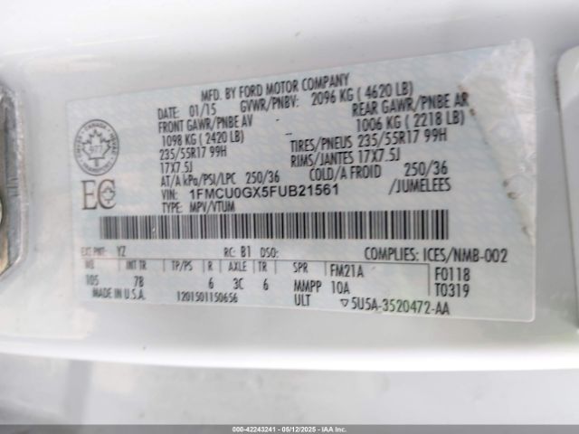 2015 FORD ESCAPE 1FMCU0GX5FUB21561 Photo 8