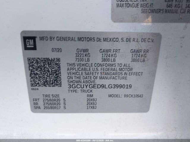 3GCUYGED9LG399019 Chevrolet Silverado 1500