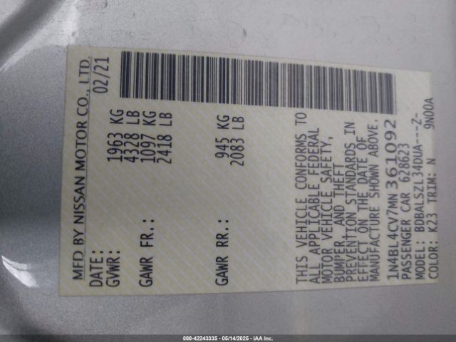 2021 NISSAN ALTIMA 1N4BL4CV7MN361092 Photo 8