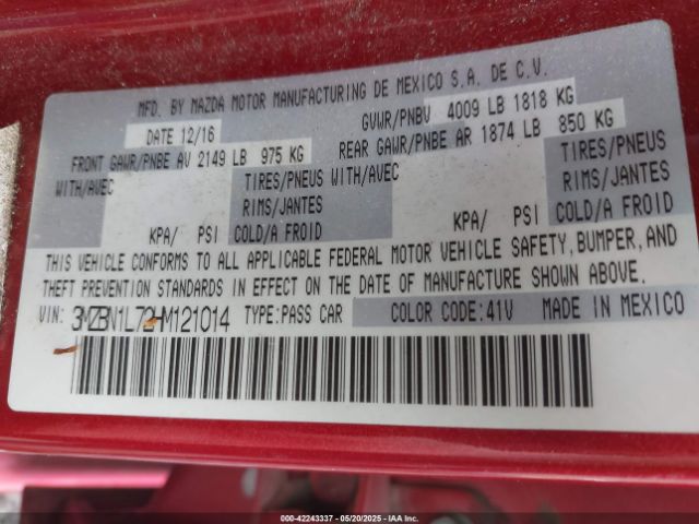 3MZBN1L72HM121014 Mazda Mazda3 Touring