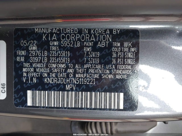 KNDRJDLH7N5119221 KIA Sorento Plug-in Hybrid Sx
