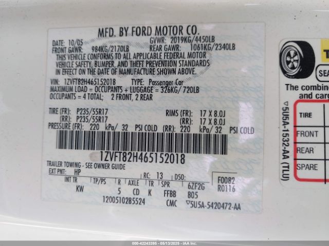 2006 FORD MUSTANG 1ZVFT82H465152018 Photo 8