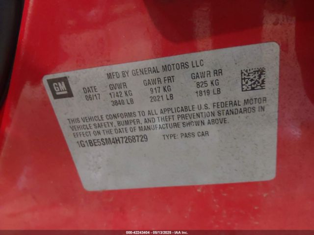 1G1BE5SM4H7268729 Chevrolet Cruze Lt Auto