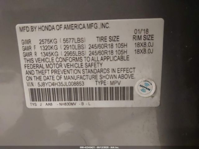 2018 ACURA MDX 5J8YD4H35JL008853 Photo 8