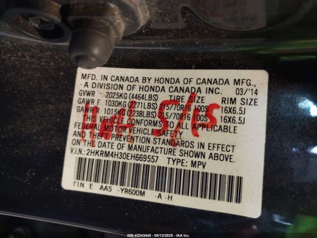 2HKRM4H30EH669557 Honda CR-V LX