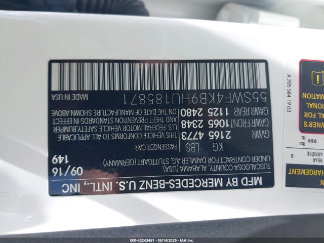 55SWF4KB9HU185871 Mercedes-Benz C-Class