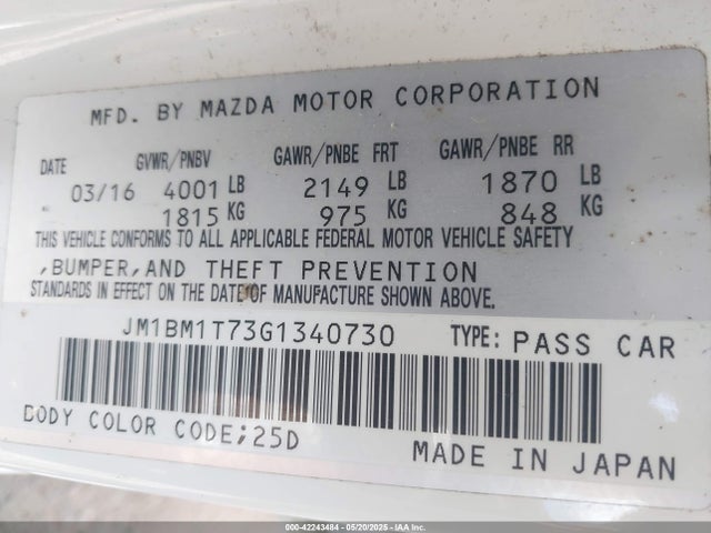 JM1BM1T73G1340730 Mazda pe