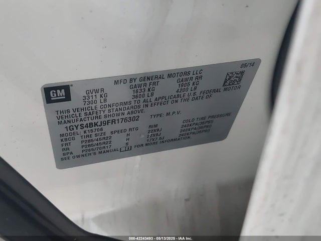 2015 CADILLAC ESCALADE 1GYS4BKJ9FR176302 Photo 8