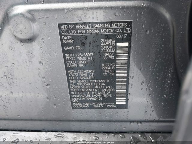 KNMAT2MTXHP615458 Nissan ROGUE SV