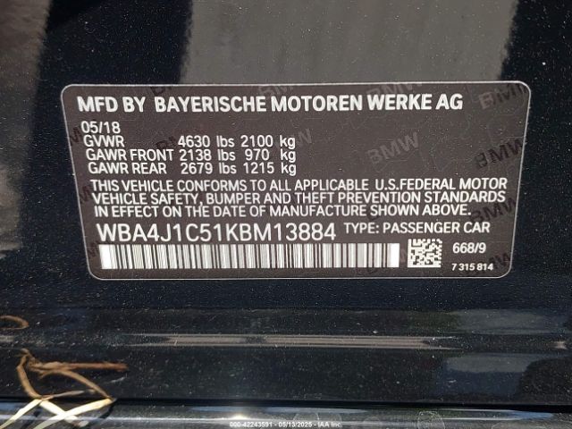 2019 BMW 430I GRAN COUPE WBA4J1C51KBM13884 Photo 8